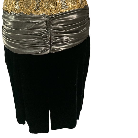 Vintage Nipon Night Black and Lace gold  Sequin Strapless Dress Size 6 - Picture 7 of 10